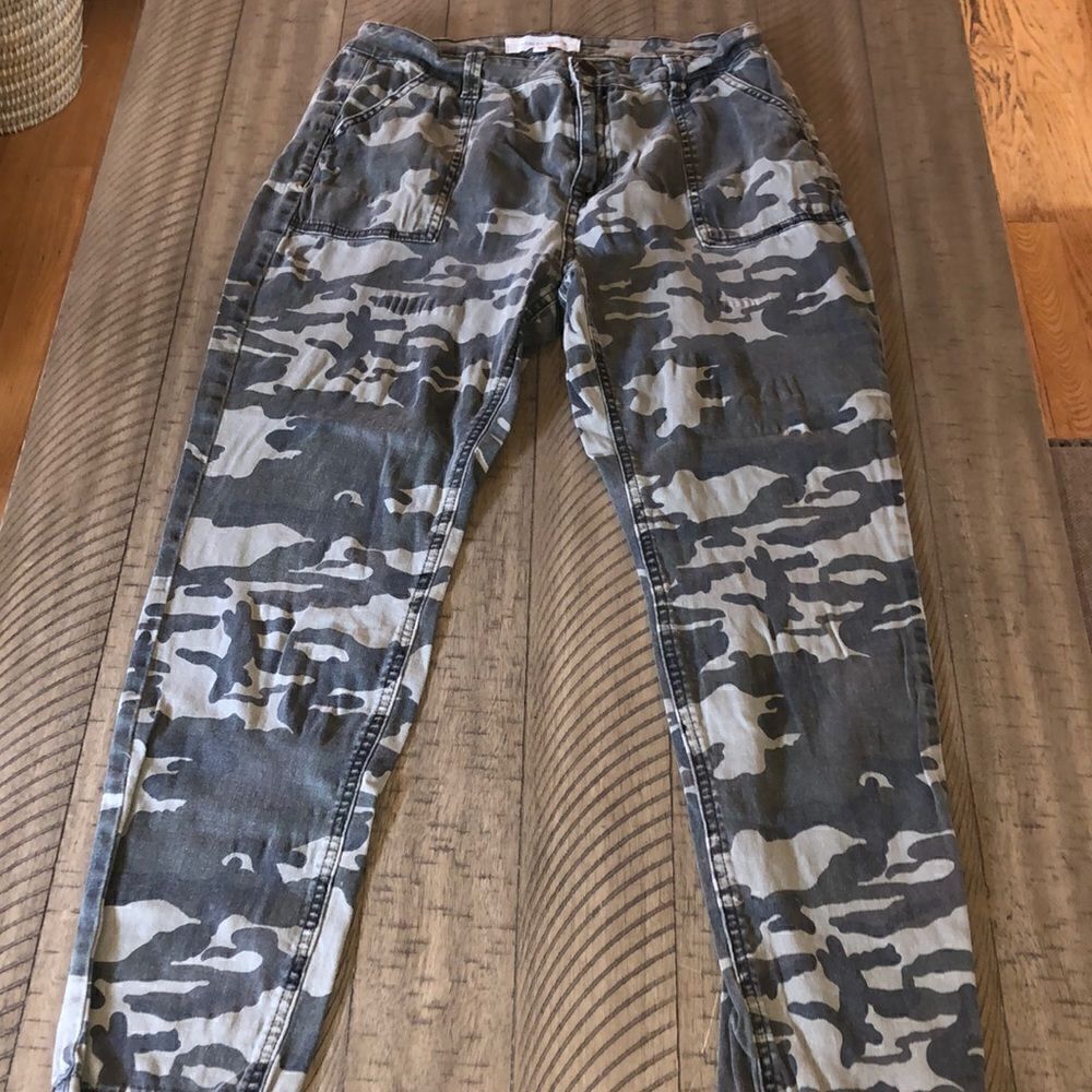 Camo Cargo Cotton Spandex Pants Cotton Spandex Stretch Comfort Waist 2 Pockets